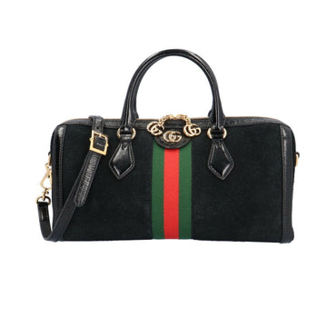 Black Suede Shoulder Bag with Strap