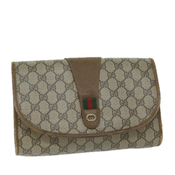 Beige Canvas GG Clutch with Web Stripe