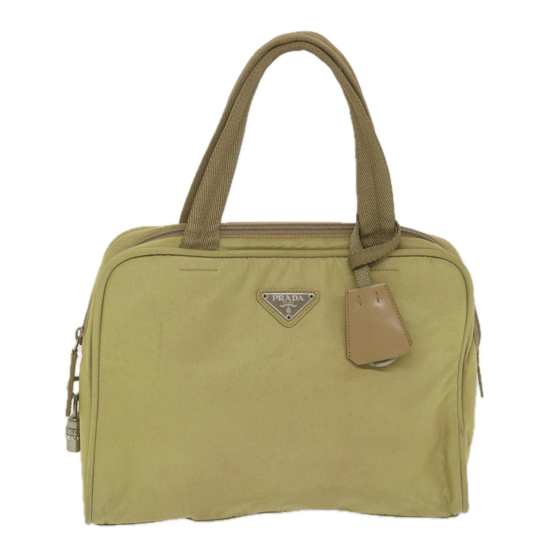 Beige Nylon Hand Bag with Padlock