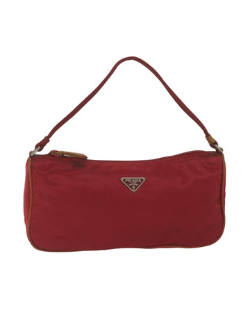 Red Nylon Accessory Pouch with Multiple Compartments