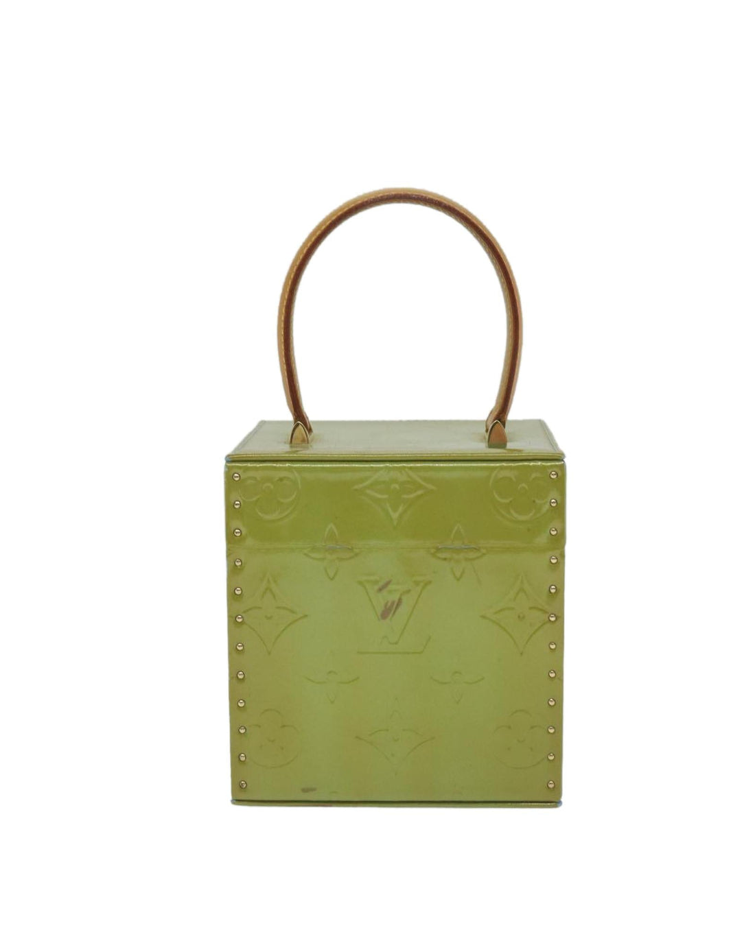 Baby Blue Patent Leather Cosmetic Pouch with Monogram Vernis