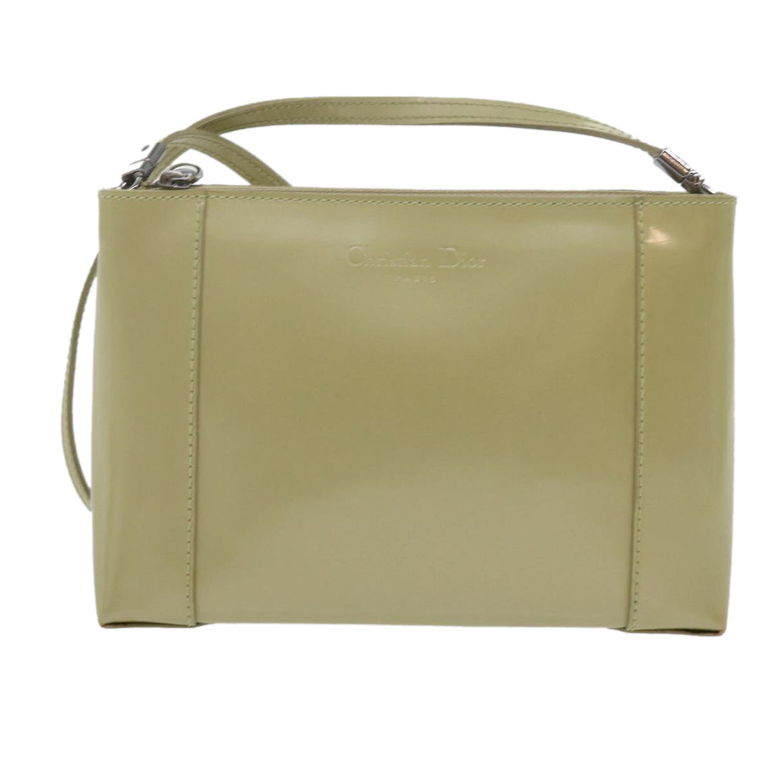 Beige Patent Leather Designer Bag