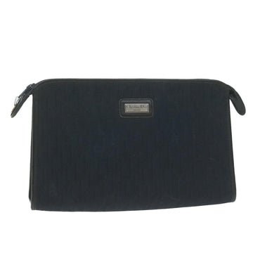 Navy Canvas Clutch with Metal Fittings