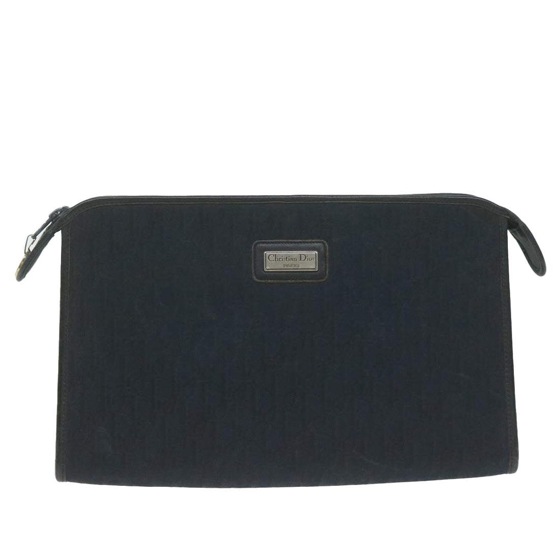 Navy Canvas Clutch with Metal Fittings