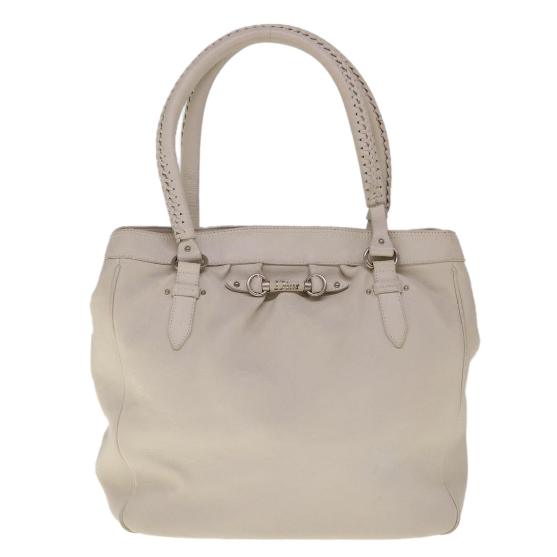 White Leather Tote Bag by Christian Dior - Good Condition