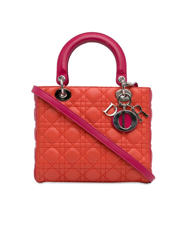 Bicolor Lambskin Quilted Lady Dior Handbag