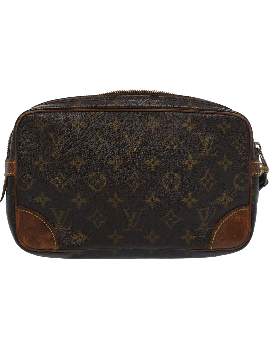 Monogram Canvas Clutch Bag with Dragonne Strap and Zipper Closure