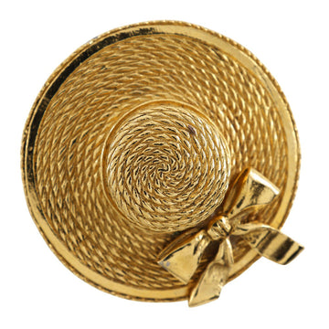 Gold-plated Straw Hat Brooch