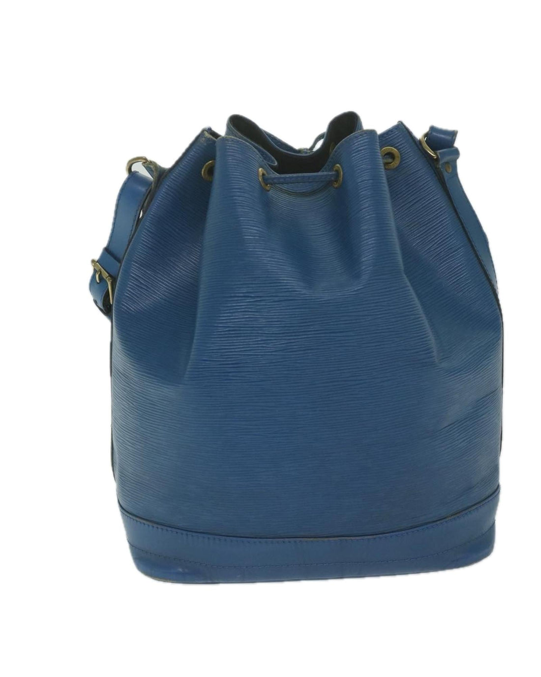 Blue Epi Leather Shoulder Bag with Adjustable Strap and Roomy Interior