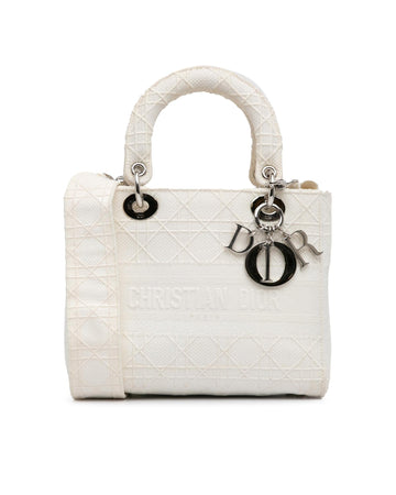 Dior Lady Dior Mini Handbag in White Canvas