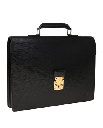Black Epi Leather Briefcase with Surface Rubbing and Scratches