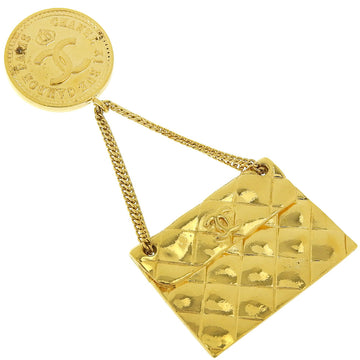 Gold Plated Bag Motif Brooch with Unique Design by Chanel