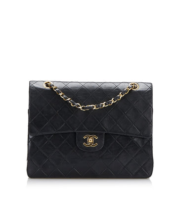 Chanel Classic Double Flap Lambskin Leather Shoulder Bag Black