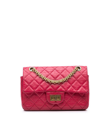 Quilted Calfskin Leather Crossbody Bag with Silver-Tone Chain Straps and Twist Lock Closure