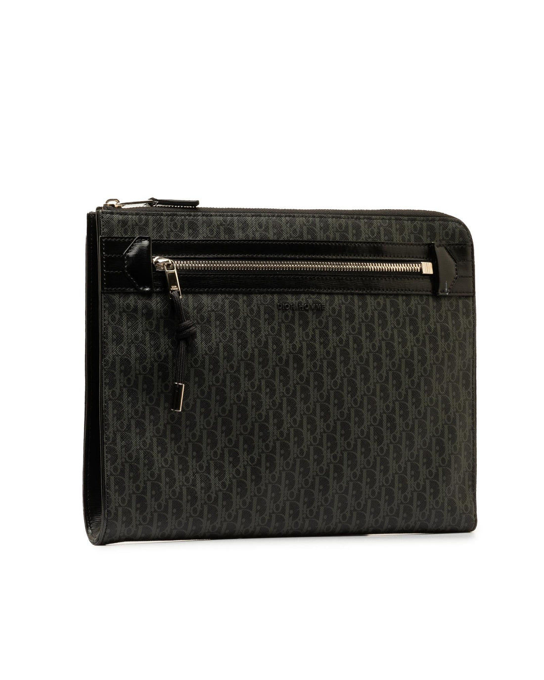 Coated Canvas Top Zip Clutch Bag