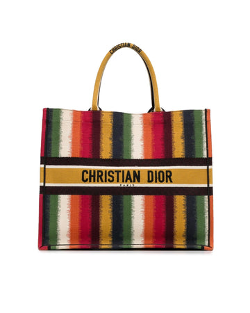 Dior Book Tote Striped Multicolor Canvas Tote Bag