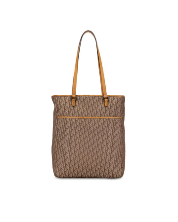 Canvas Tote Bag with Leather Trim and Flat Handles
