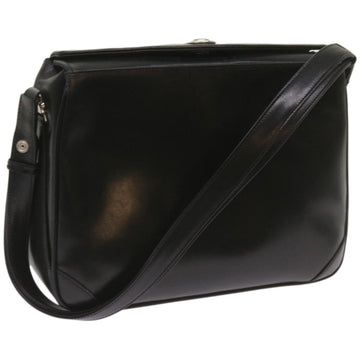 Black Leather Shoulder Bag with Iconic Design from Italy