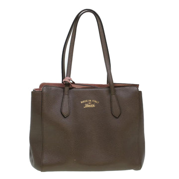 Luxury Brown Leather Gucci Swing Bag