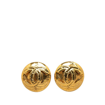 Gold Plated Clip Earrings with Coco Mark Emblem