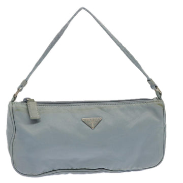 Blue Nylon Accessory Pouch with Prada Logo Plaque
