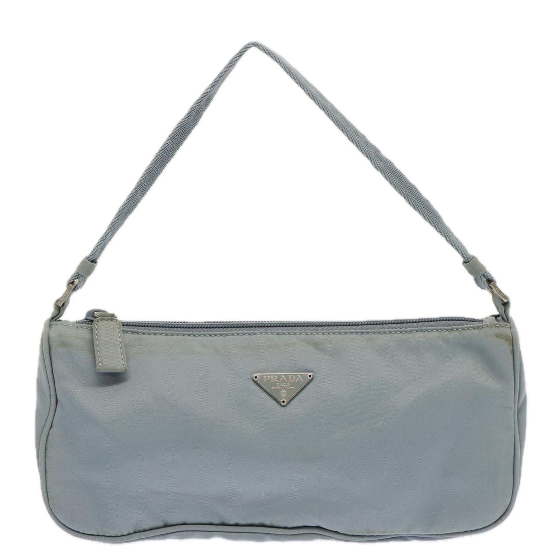 Blue Nylon Accessory Pouch with Prada Logo Plaque