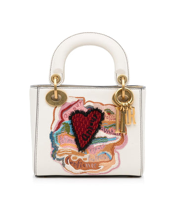 Embroidered Leather Mini Lady DiorAmour Satchel