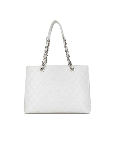 Chanel Classic Double Flap Tote Bag White Caviar Leather