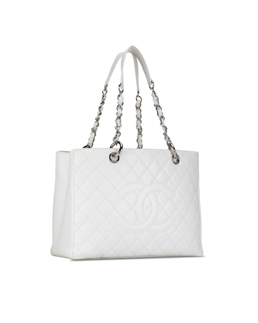 Chanel Classic Double Flap Tote Bag White Caviar Leather