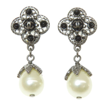 Silver Metal Coco Mark Stud Earrings