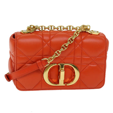 Luxury Orange Leather Shoulder Bag with Cannage Pattern by Dior