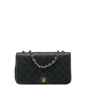 Black Leather Matelasse Shoulder Bag