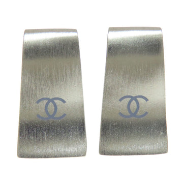 Sophisticated Silver Coco Mark Clip Earrings