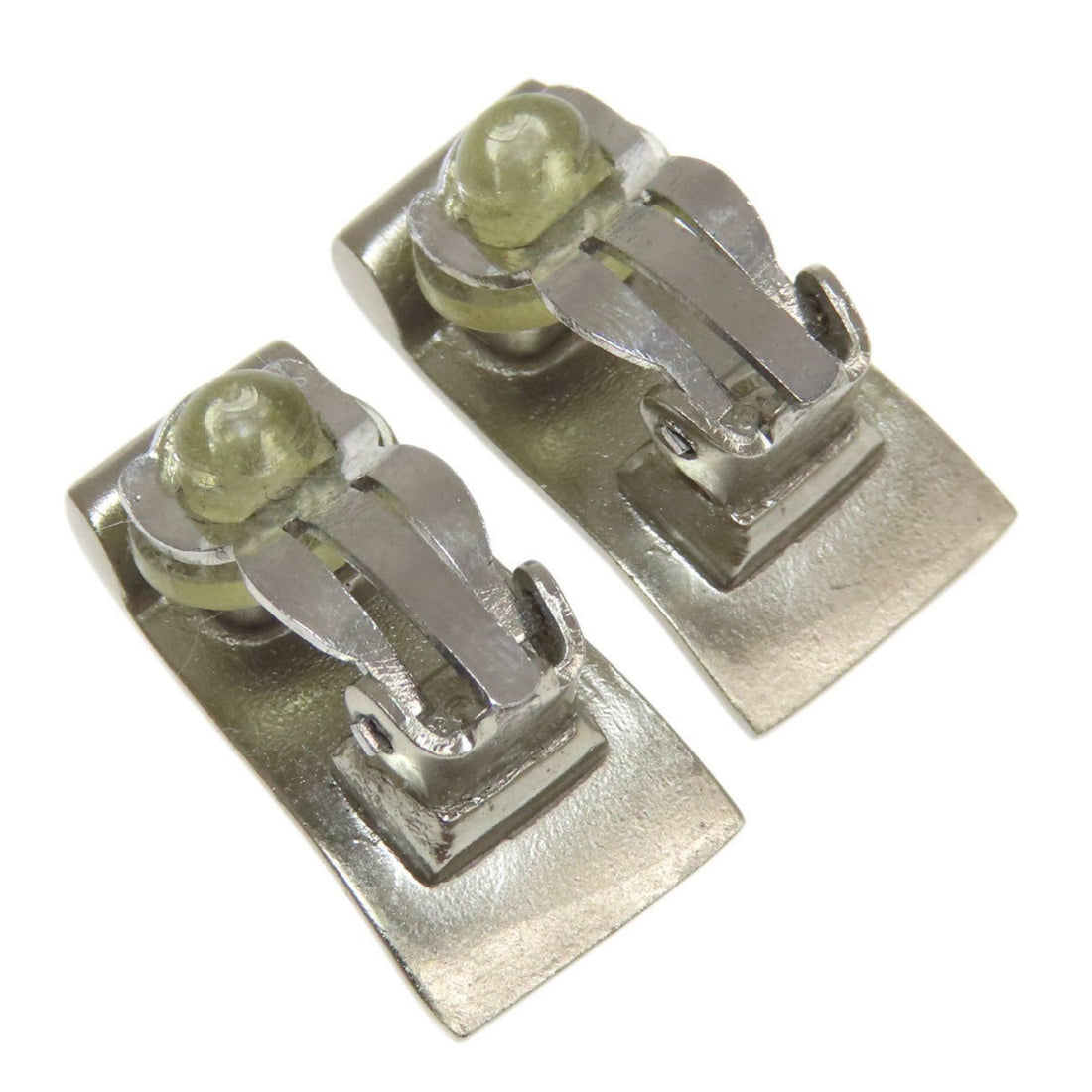 Sophisticated Silver Coco Mark Clip Earrings