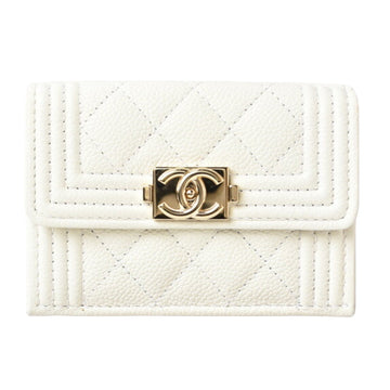 Luxury Off-White Leather Two-Fold Wallet for Women by Chanel