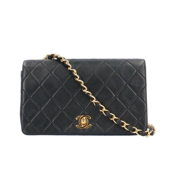 Black Leather Shoulder Bag with Chain Strap for Essentials