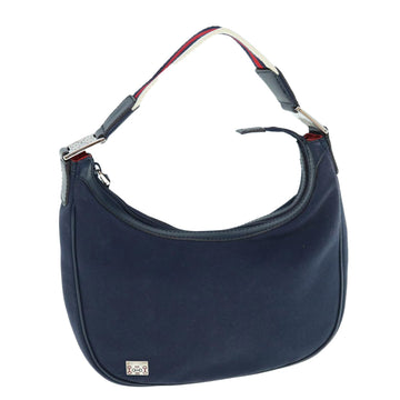 Navy Canvas Shoulder Bag with Red Accents