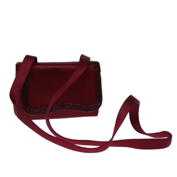 Elegant Red Satin Shoulder Bag with Pearl Embellishments