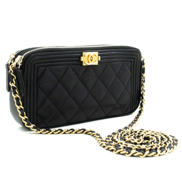 Quilted Leather Shoulder Bag with Removable Chain Strap