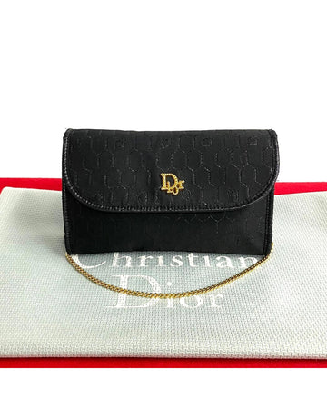 Honeycomb Canvas Chain Crossbody Bag in Black