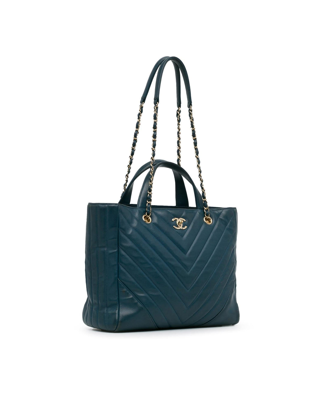 Chanel 19 Teal Lambskin Leather Tote Bag