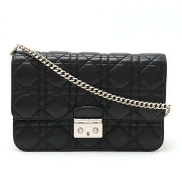 Christian Dior Christian Dior Miss Dior Canary New Rock Chain Wallet Crack Bag Black Black Blumin