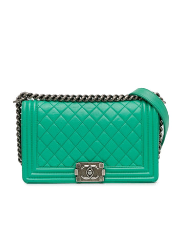Chanel Boy Bag in Green Caviar Leather