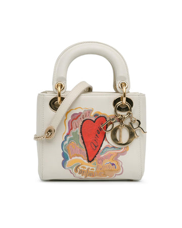 Dior Lady Dior Mini Bag White Leather