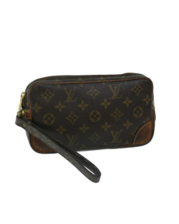 Monogram Canvas Clutch Bag with Dragonne Strap