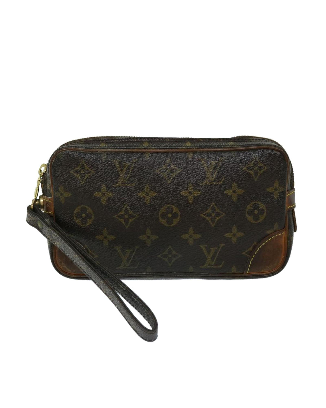 Monogram Canvas Clutch Bag with Dragonne Strap