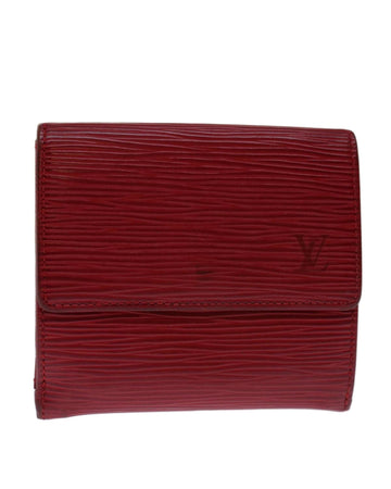 Epi Leather Credit Wallet with Button Clasp and Multiple Pockets