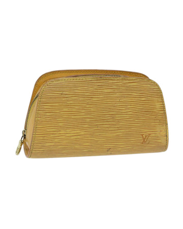 Epi Leather Yellow Pouch with Metal Fittings and Rubbing Marks