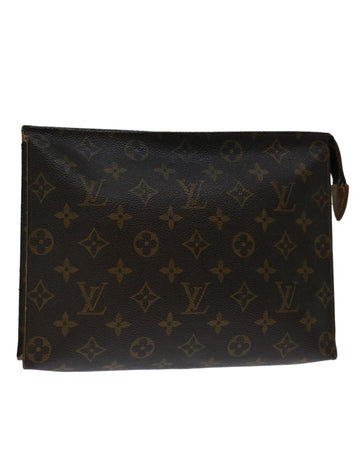 Monogram Canvas Pouch with Metal Fittings and Interior Pocket