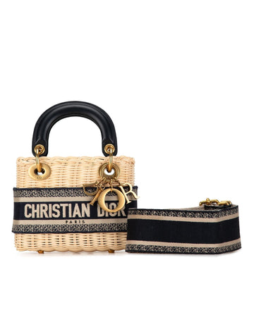 Dior Caro Mini Bag in Wicker with Adjustable Strap